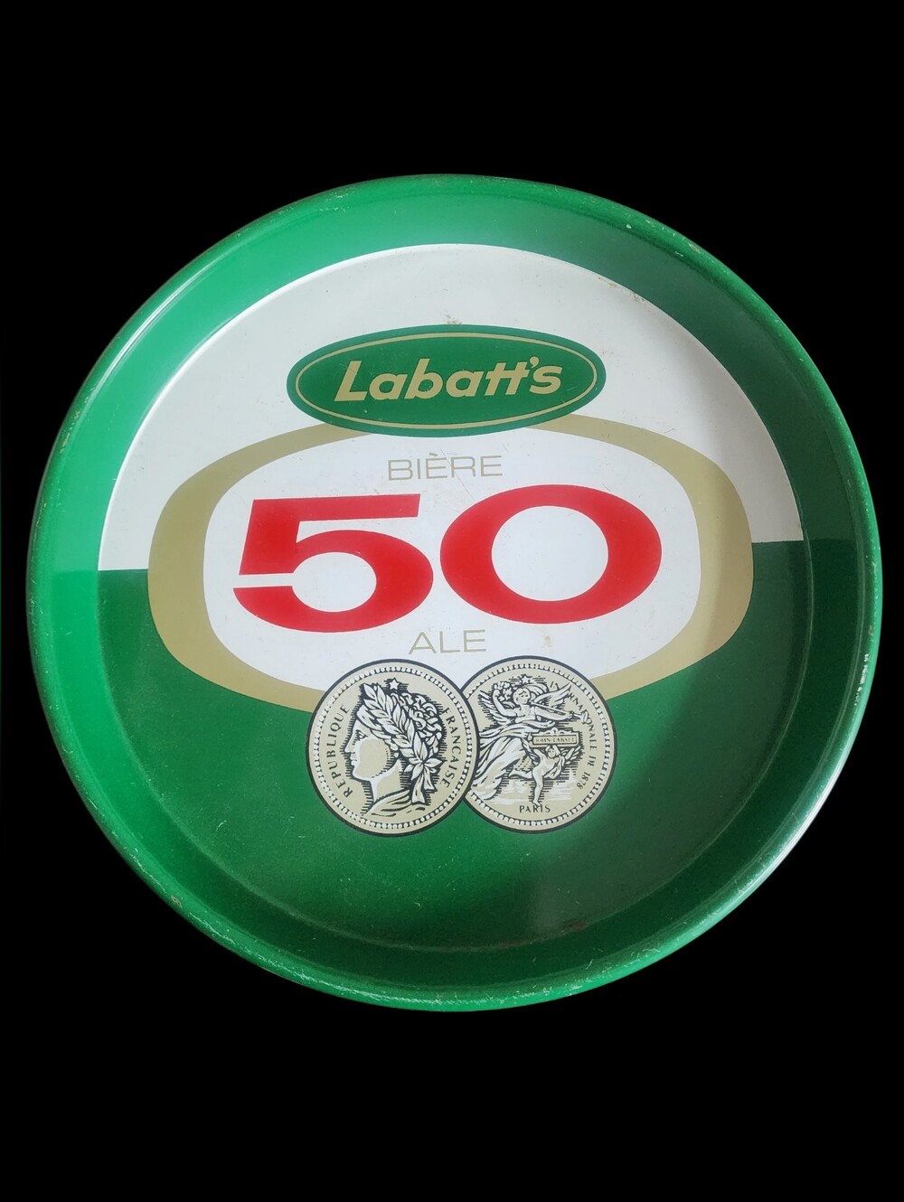Green Labatts 50 Ale Serving Tray - RARE Home Party Supplies